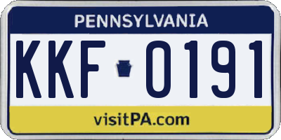 PA license plate KKF0191