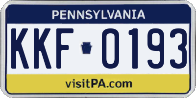 PA license plate KKF0193