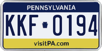 PA license plate KKF0194