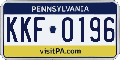 PA license plate KKF0196