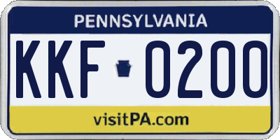 PA license plate KKF0200