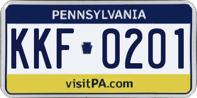 PA license plate KKF0201