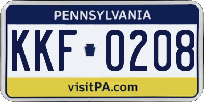 PA license plate KKF0208
