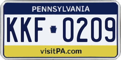 PA license plate KKF0209