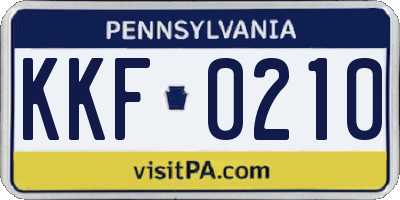 PA license plate KKF0210