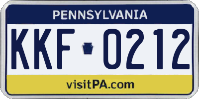 PA license plate KKF0212