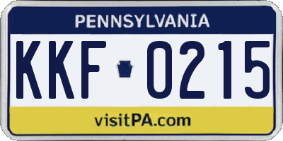 PA license plate KKF0215