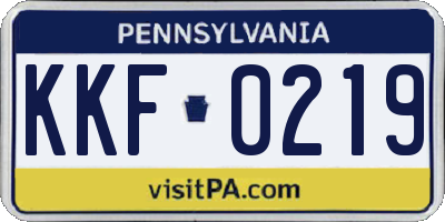 PA license plate KKF0219