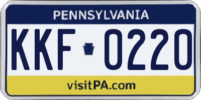PA license plate KKF0220
