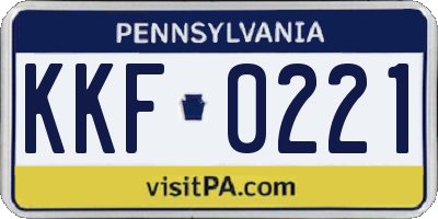 PA license plate KKF0221