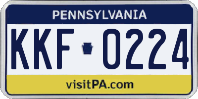 PA license plate KKF0224