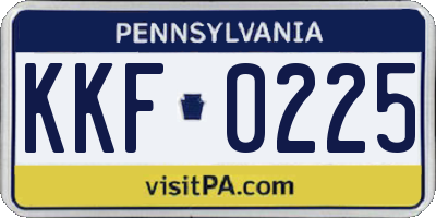 PA license plate KKF0225