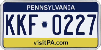 PA license plate KKF0227