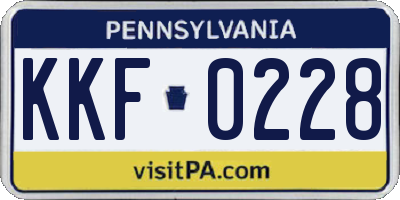 PA license plate KKF0228