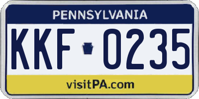 PA license plate KKF0235