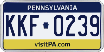 PA license plate KKF0239