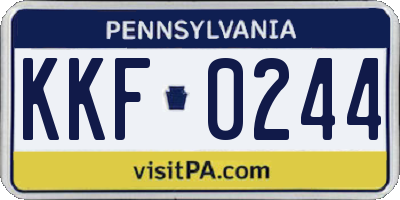 PA license plate KKF0244