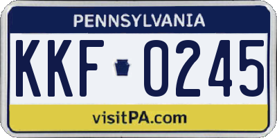 PA license plate KKF0245