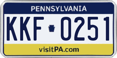 PA license plate KKF0251