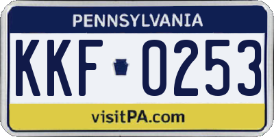 PA license plate KKF0253
