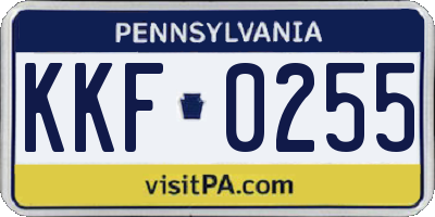 PA license plate KKF0255