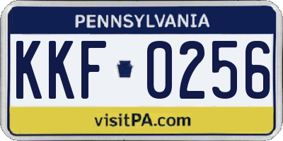 PA license plate KKF0256
