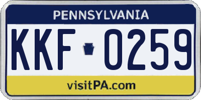 PA license plate KKF0259