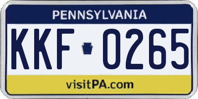 PA license plate KKF0265