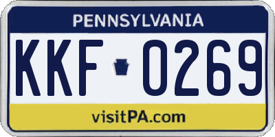 PA license plate KKF0269