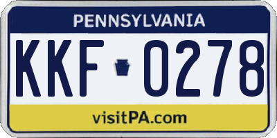 PA license plate KKF0278