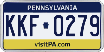 PA license plate KKF0279
