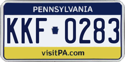 PA license plate KKF0283