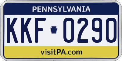 PA license plate KKF0290