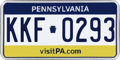 PA license plate KKF0293