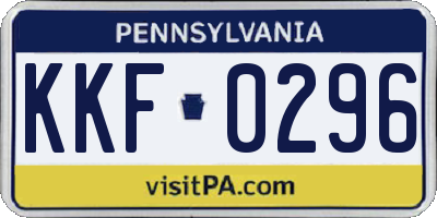 PA license plate KKF0296