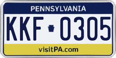 PA license plate KKF0305