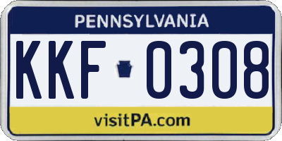 PA license plate KKF0308