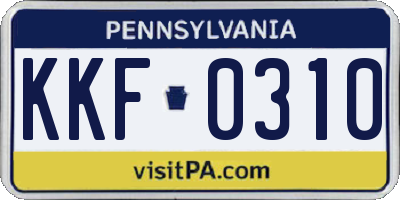 PA license plate KKF0310