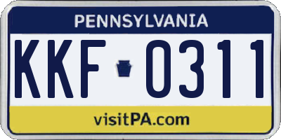 PA license plate KKF0311