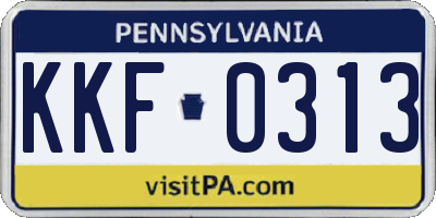 PA license plate KKF0313