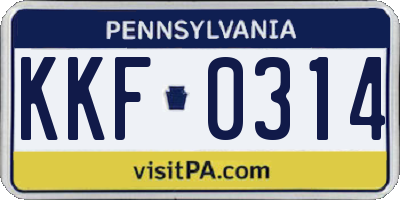 PA license plate KKF0314