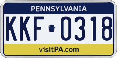 PA license plate KKF0318