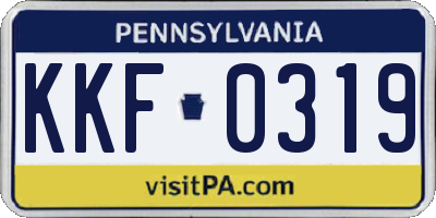 PA license plate KKF0319