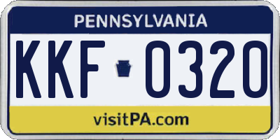 PA license plate KKF0320