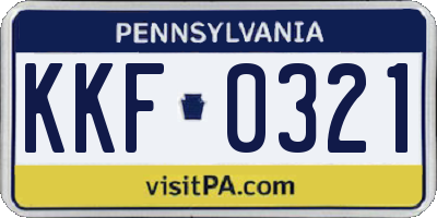 PA license plate KKF0321