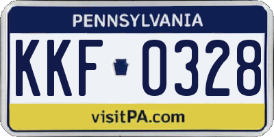 PA license plate KKF0328
