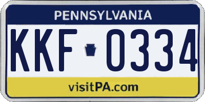 PA license plate KKF0334
