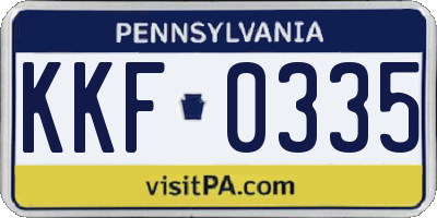 PA license plate KKF0335