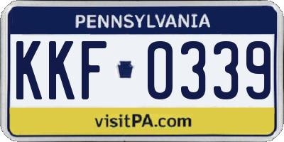 PA license plate KKF0339