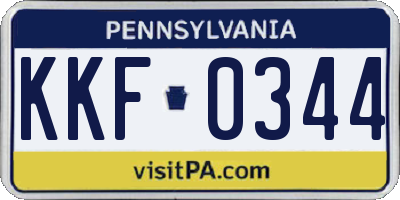 PA license plate KKF0344